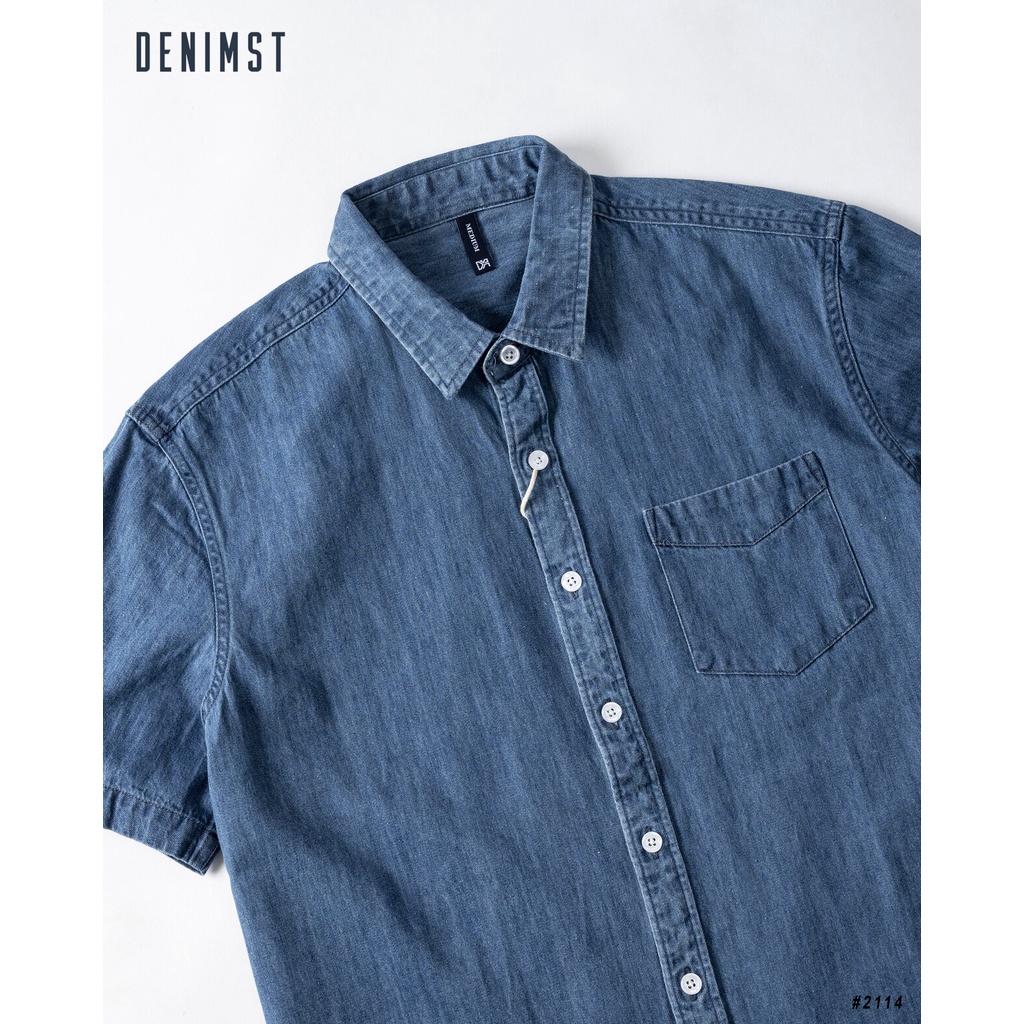 Áo Sơ Mi Nam Denim Ngắn Tay Cao Cấp DENIMST 2114 Chất Denim Dáng Slim Fit
