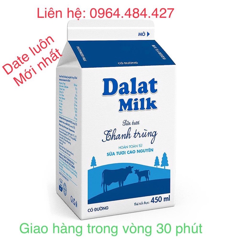 Sữa tươi thanh trùng có đường Dalat milk 450ml ( chỉ giao Tp hcm )