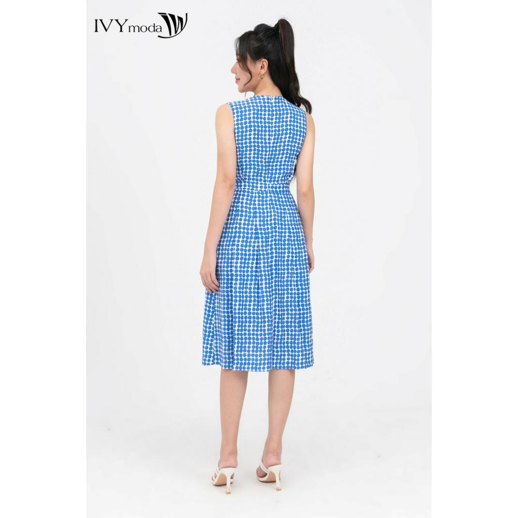 Đầm xòe phối khóa kéo trước nữ IVY moda MS 41M8333