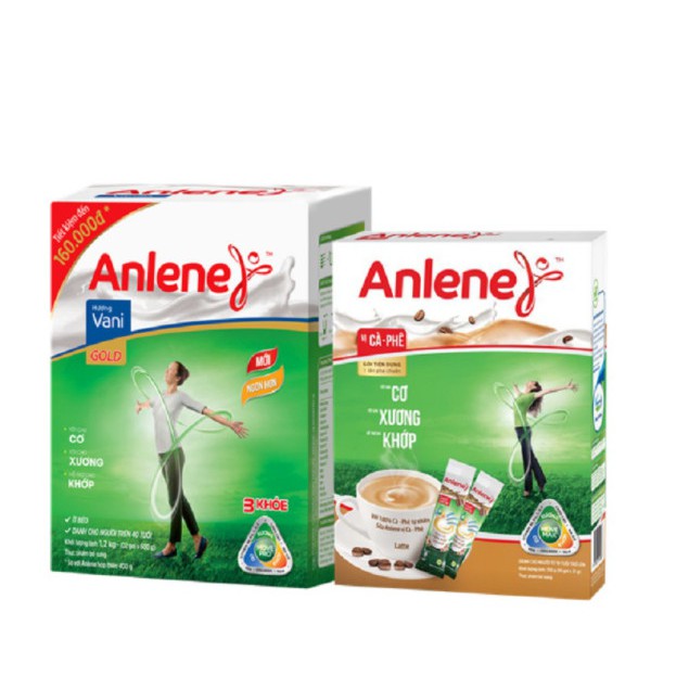 [Tặng 1 hộp Anlene hương Vani 140g] Combo Sữa Bột Anlene: 1 hộp Gold Movepro Hương Vanilla 1,2Kg+1 hộp hương Cà phê 310g