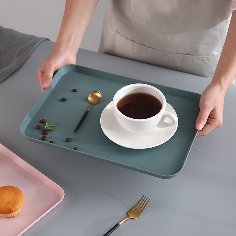 Khay decor, khay nhựa đựng đồ ăn trà bánh hình chữ nhật