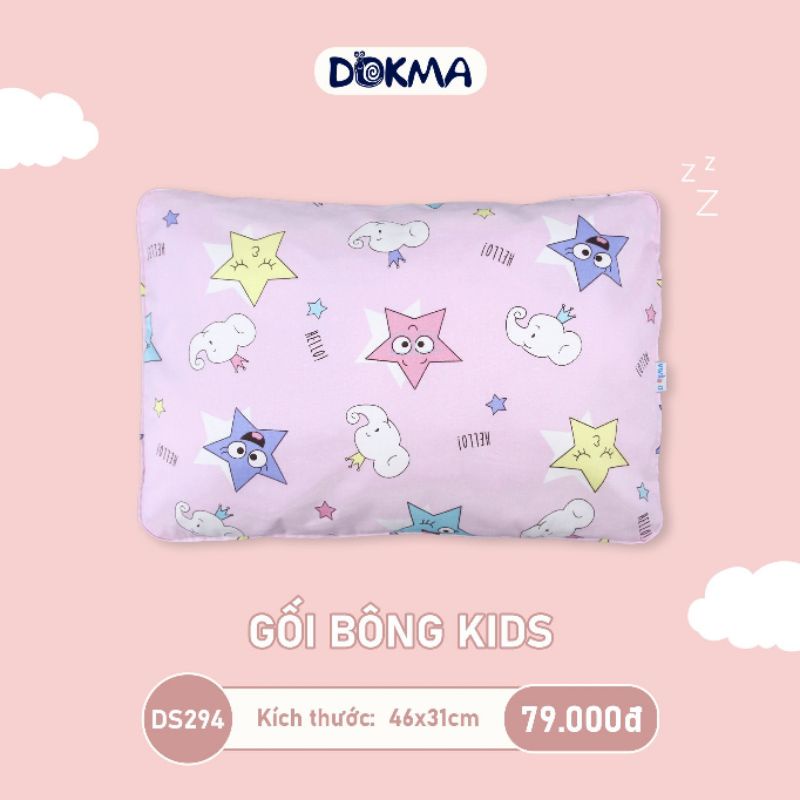 [Dokma] GỐI BÔNG TRẺ EM cotton mềm, thấm hút tốt 2-8 tuổi (kt 46*31cm)