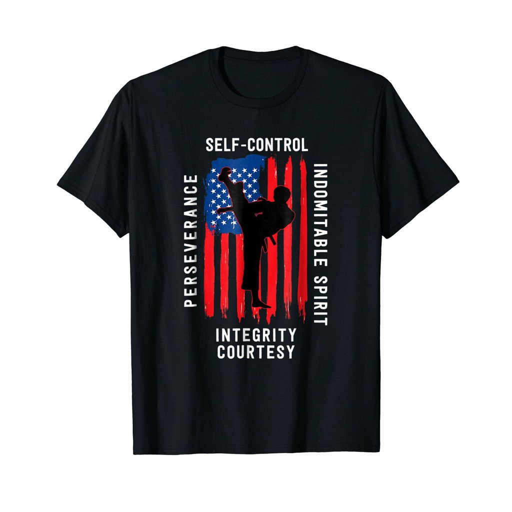 Áo Thun Nam In Hình Cờ Mỹ Và 5 Lá Cờ Của fangbin88tw.ph-s Taekwondo