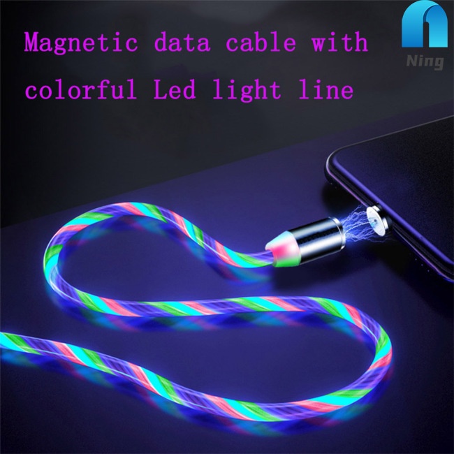 Dây Cáp Sạc Nhanh Truyền Dữ Liệu Có Đèn LED Đầu Nam Châm Cổng Micro USB Type-C Cho Điện Thoại Android IOS