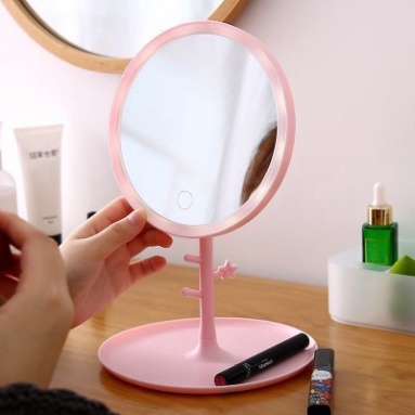 Gương Để Bàn Trang Điểm Có Đèn Led Cảm Ứng 3 Chế Độ Ánh Sáng Gương MakeUp