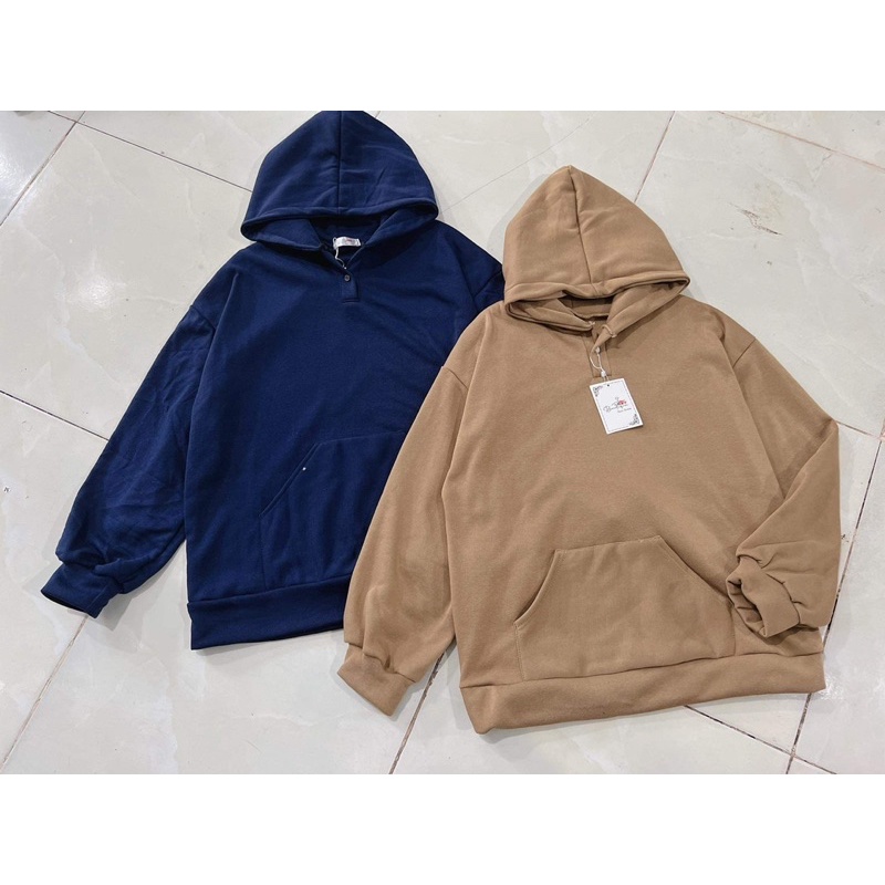Áo hoodie cúc cổ mũ 2 lớp TC6