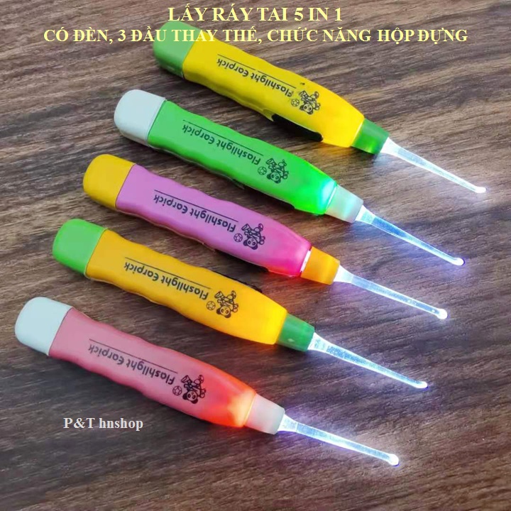 Lấy Ráy Tai 5 in 1 - Có Đèn Led Sáng Có Hộp Đựng Đầu Thay Thế