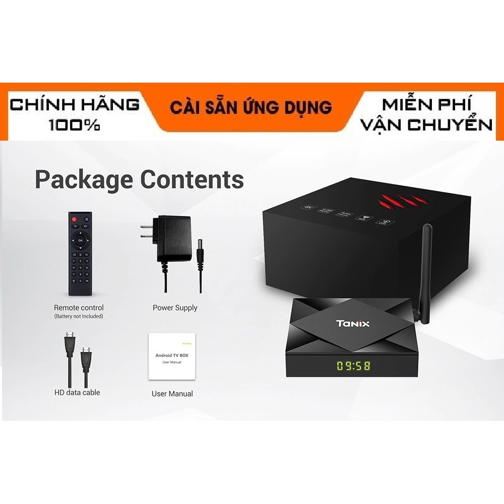 Android Box TX6S, Android TV 10, Allwinner H616, Ram 4GB, Bộ nhớ trong 32GB, Wifi 2.4Ghz/5Ghz, Bluetooth 5.0, Lan 100Mb