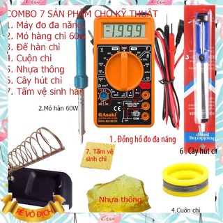Bộ đồng hồ đo vạn năng asaki ak-9180 , mỏ hàn chì iron 60w + 5 món phụ kiện hàn