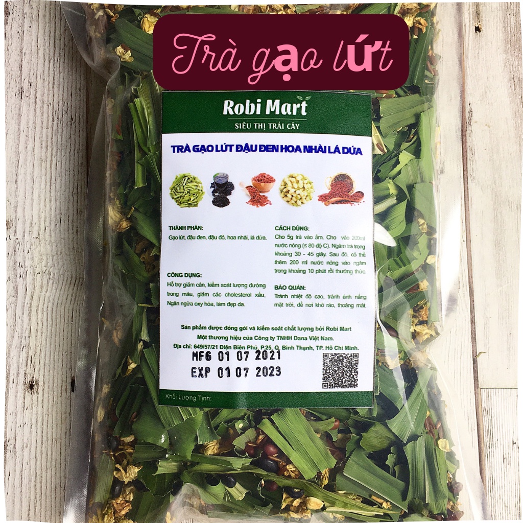 Trà gạo lứt đậu đen xanh lòng đậu đỏ hoa nhài lá dứa cỏ ngọt Robimart 500gr - Giảm cân, mát gan, giúp ngủ ngon