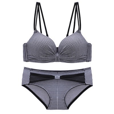 Bộ Đồ Lót Nơ Caro, Áo Lót Không Gọng Dây kép Gợi Cảm AL31-TheShe