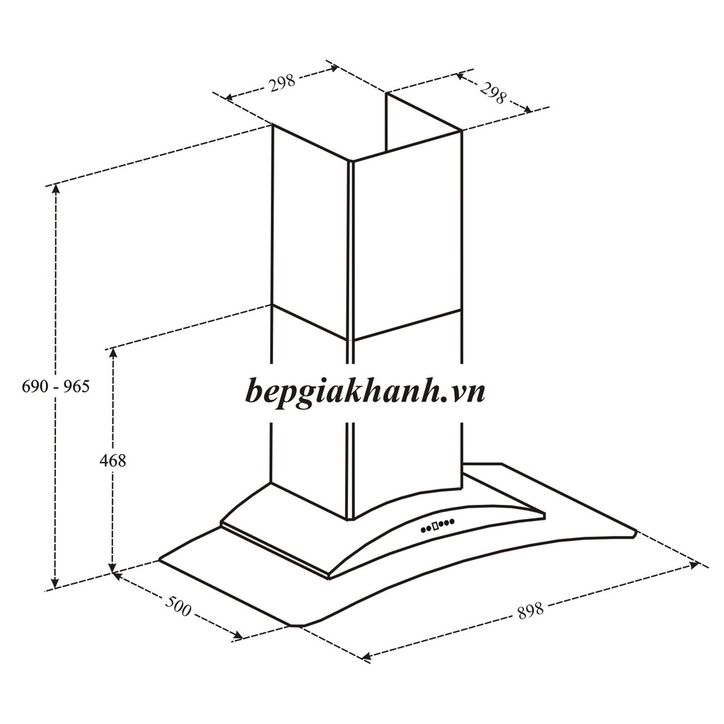 Máy hút mùi nhà bếp dạng kính cong 90cm Torino IGLOONG nhập khẩu Italy