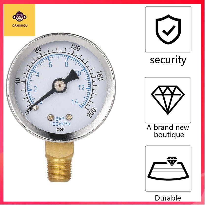 Đồng hồ đo áp suất 0-200psi 0-14bar chuyên dụng cho máy nén khí Máy nén thủy lực/Máy đo áp suất