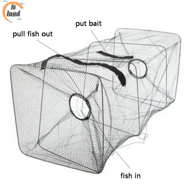 Lồng lưới bắt tôm cá bằng nylon hình vuông có khóa kéo