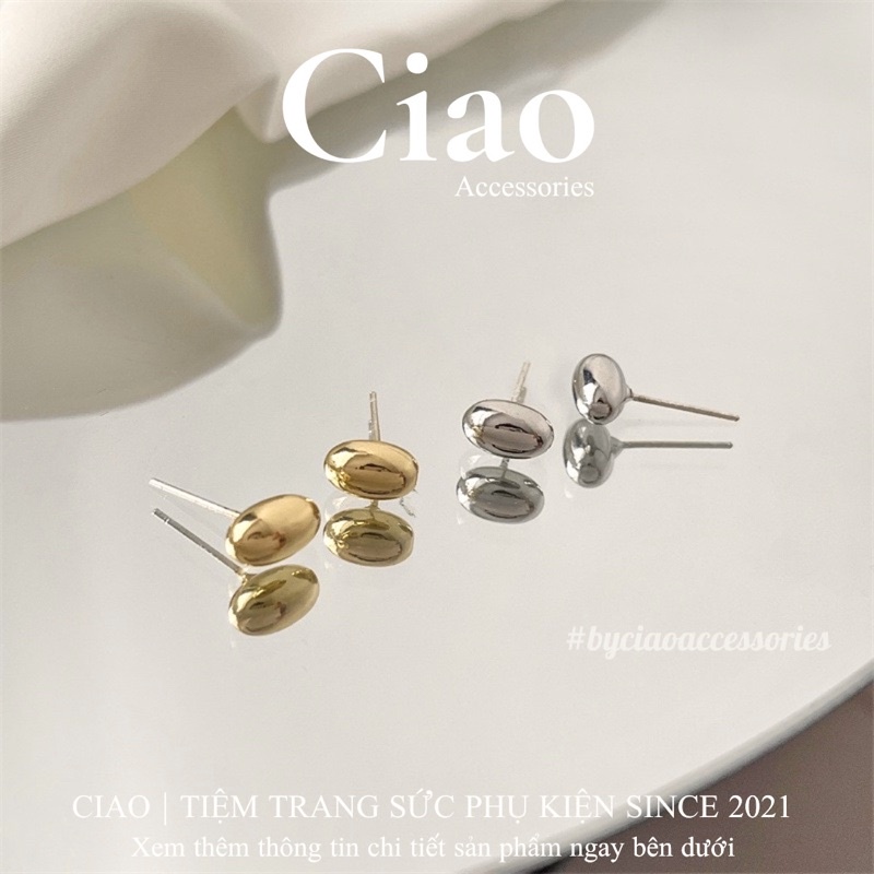 [HOẢ TỐC 1H] Khuyên tai/ Bông tai mạ bạc S925 thiết kế hình hạt đậu Peanut Ciao