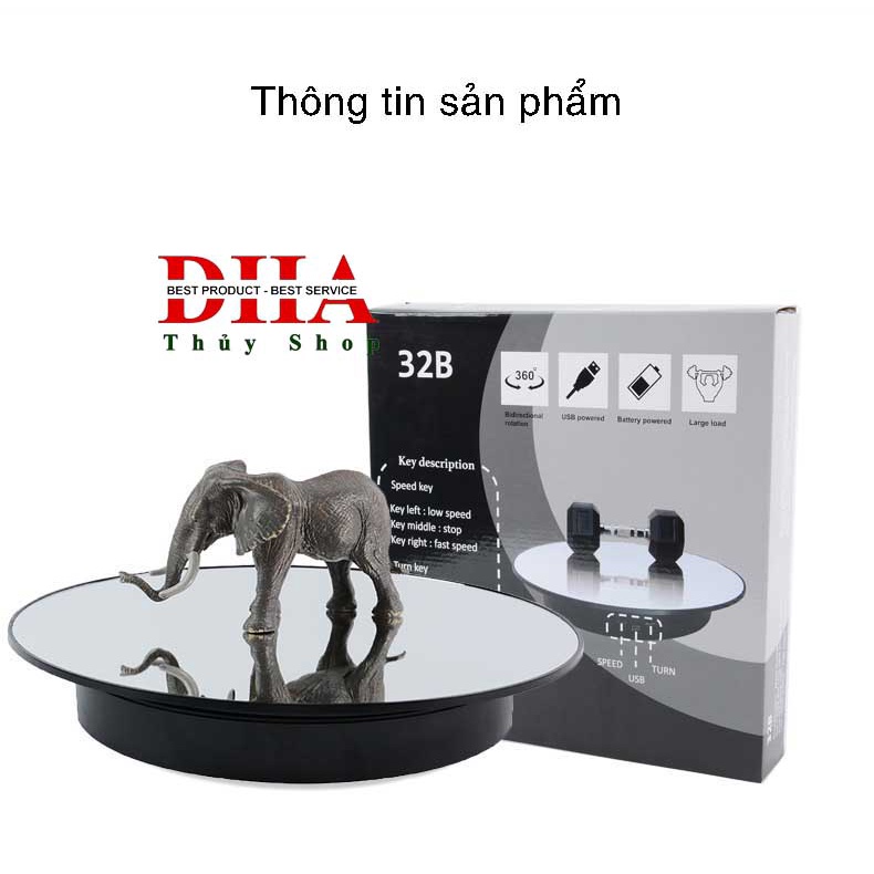 BÀN XOAY 360 ĐỘ TRƯNG BÀY SẢN PHẨM, ĐẾ XOAY ĐIỆN CHỤP ẢNH SẢN PHẨM CHÍNH HÃNG PULUZ (25CM - 32CM)