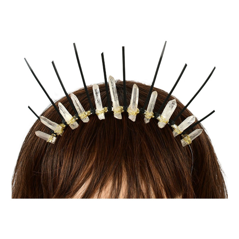 Vương Miện Cài Tóc Đính Đá Thạch Anh Pha Lê Nhiều Màu Phong Cách Vintage Châu Âu