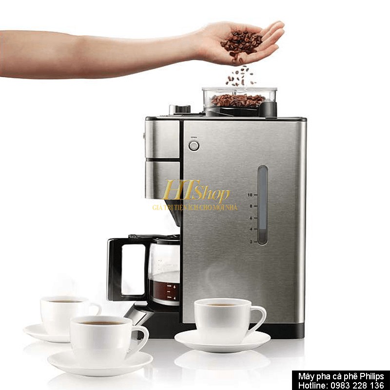 Máy pha cà phê hạt Philips HD7751/Tự động xay và pha cà phê hạt/Tận hưởng được hương vị thơm ngon tự nhiên của cà phê