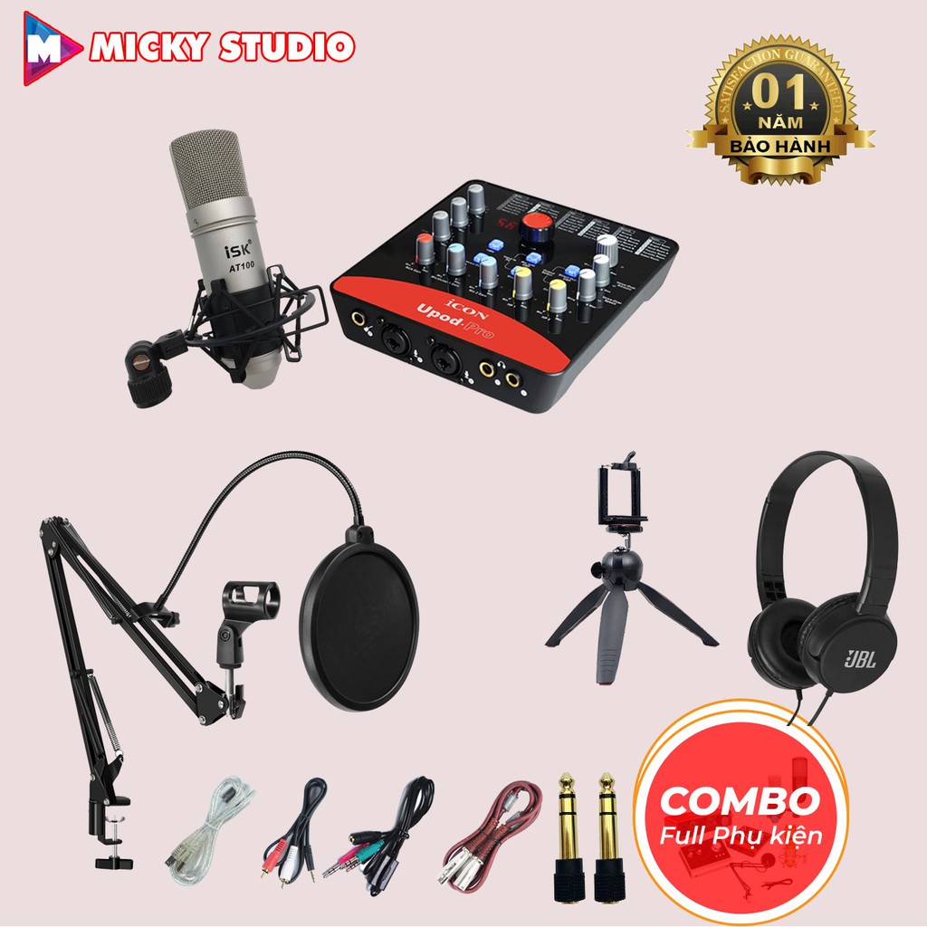 Bộ Mic Hát Livestream Sound Card Icon Upod Pro Kèm Mic ISK AT100 Hàng Loại 1 . Âm Thanh Cực Chuẩn , Dễ Dàng Lắp Đặt