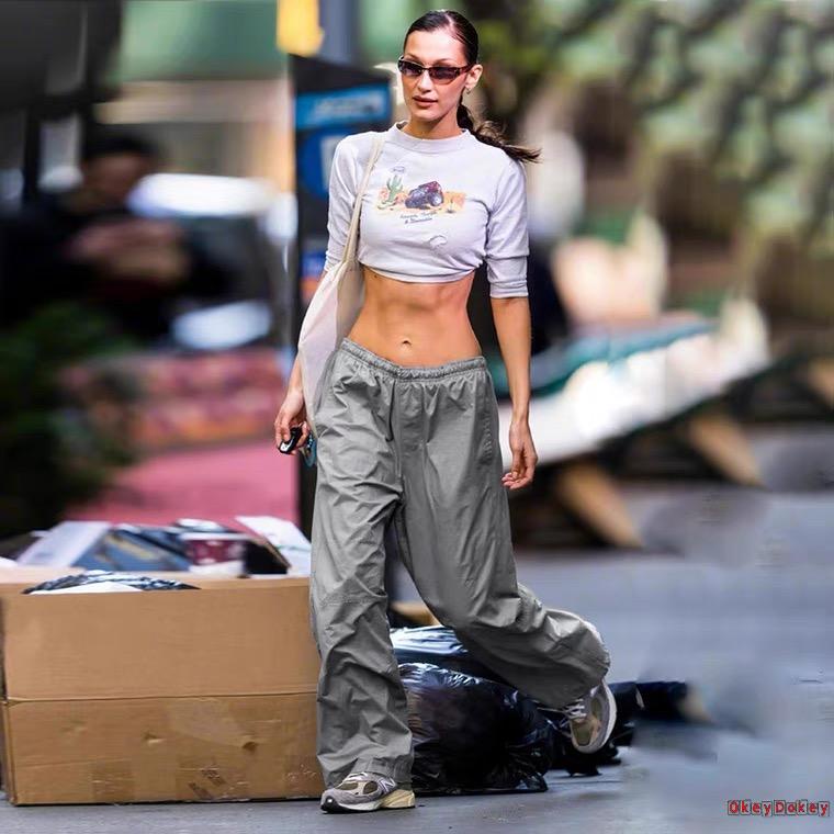 Quần ống rộng Y2K Màu Sắc Đơn Giản Thời Trang Cho Nữ