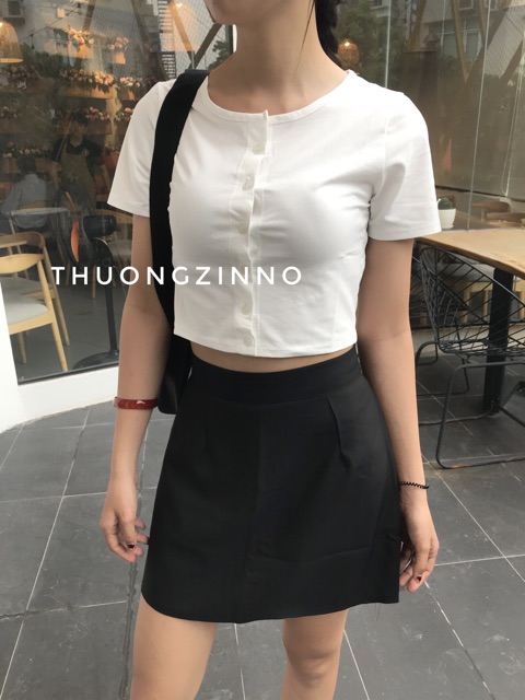 [ Mã WASTAPR giảm 10K đơn 50K] Áo croptop cúc nhiều màu - áo nữ cộc tay cúc mở | BigBuy360 - bigbuy360.vn