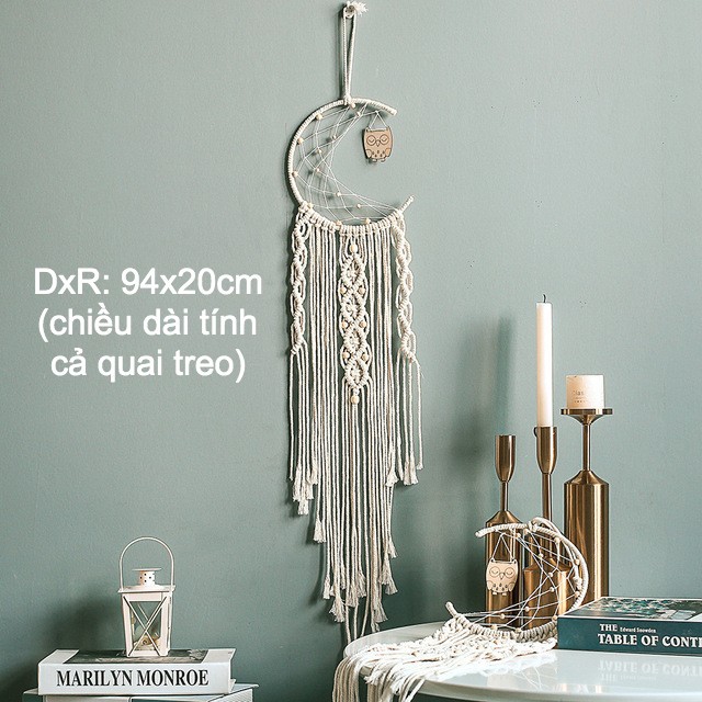 Dreamcatcher/ Thảm treo tường dệt thủ công bằng sợi bông trang trí nhà , quán cafe hình Nhãn Quang gắn gương