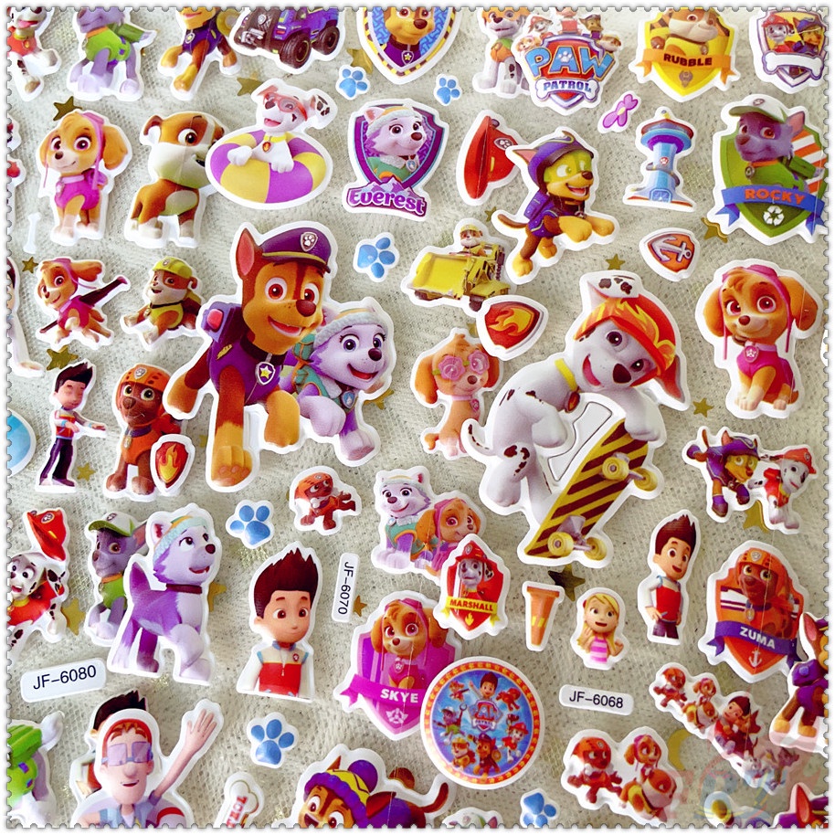 ❀ Hình Dán Phần Thưởng Tự Làm PAW Patrol Q-1 ❀ 1 Miếng Dán Bong Bóng 3D Bằng PVC Chống Nước