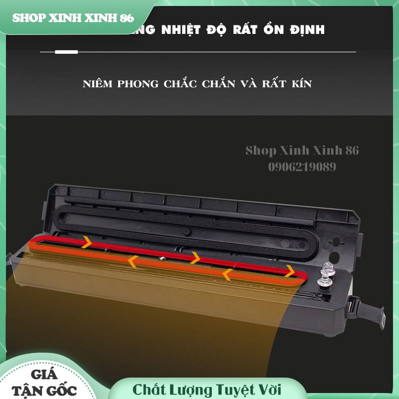 Máy Hút Chân Không Thực Phẩm Tự Động Hàn Miệng Túi Vacuum Sealer Tặng Kèm 10 Túi Hút Chân Không