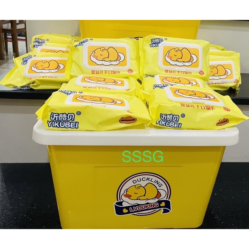 Thùng 10 bịch khăn giấy ướt con vịt(80 khăn/1 bịch)