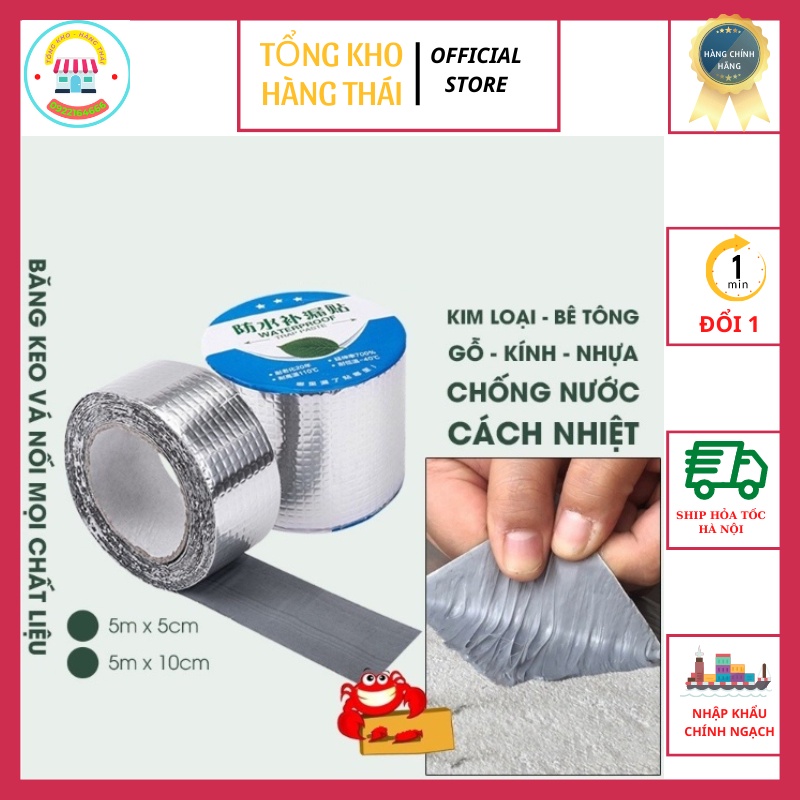 Cuộn 5 Mét Băng Keo Dán Rộng 10cm, Miếng Siêu Dính, Chống Thấm Nước, Keo Chống Dột Đa Năng ( 1001259)