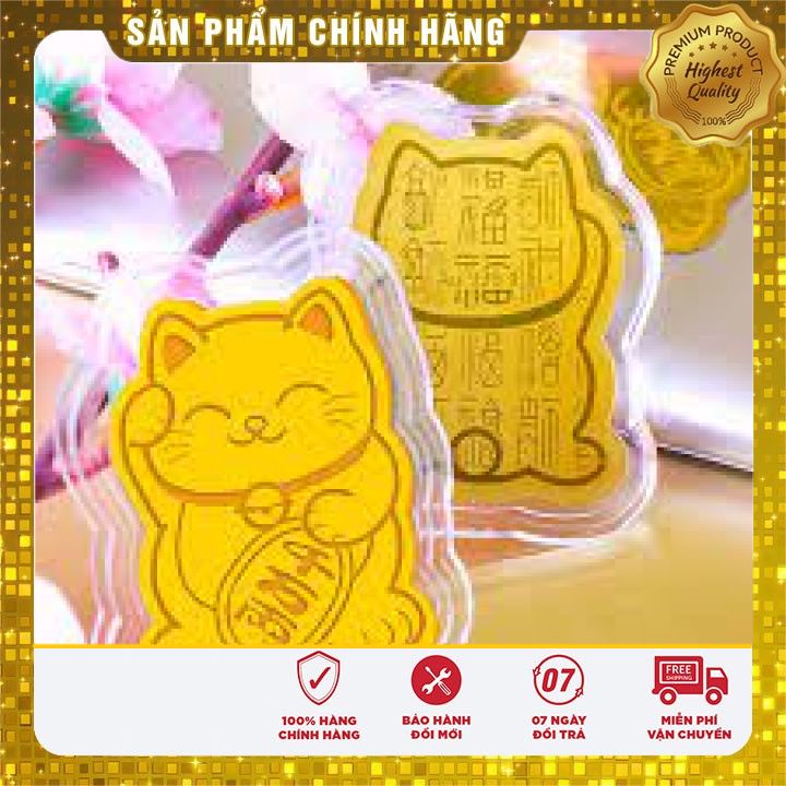 Miếng dán Mèo thần tài - Chú Trâu vàng tết Tân Sửu 2021 chiêu tài, hút lộc dán điện thoại hoặc đựng trong ví tiền