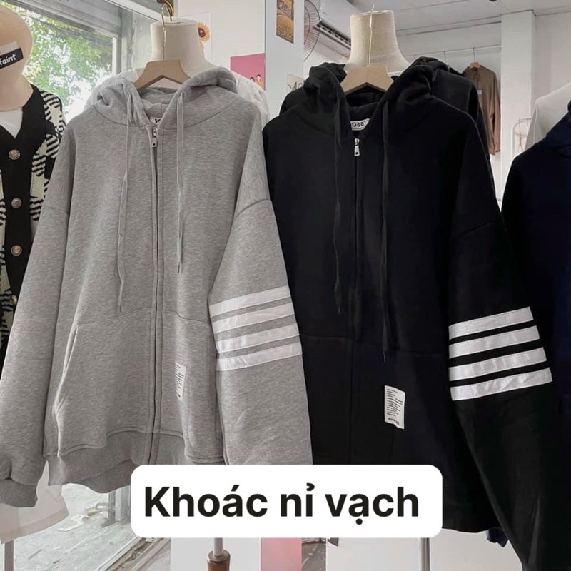 Khoác nỉ hót teen bốn vạch tay unisex -chất bo tăm đẹp