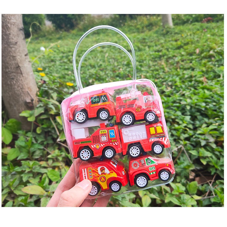 Túi 6 xe các loại chạy dây cót dễ thương đồ chơi trẻ em