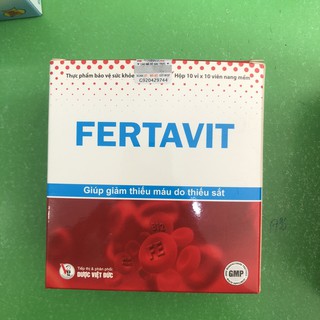 Fertavit giúp giảm thiếu máu do thiếu sắt ( Hộp 10 vỉ* 10 viên)