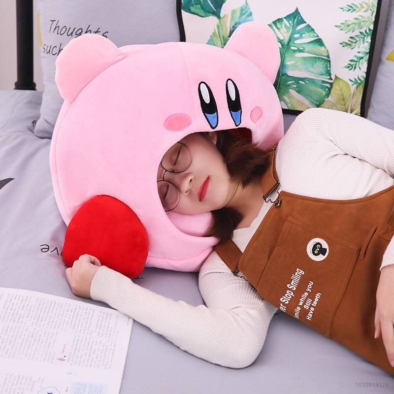 Gối ngủ tròng đầu chắn ánh sáng mềm mại hình nhân vật Kirby trang trí nhà cửa có thể làm tổ nhỏ cho cún cưng và mèo cưng