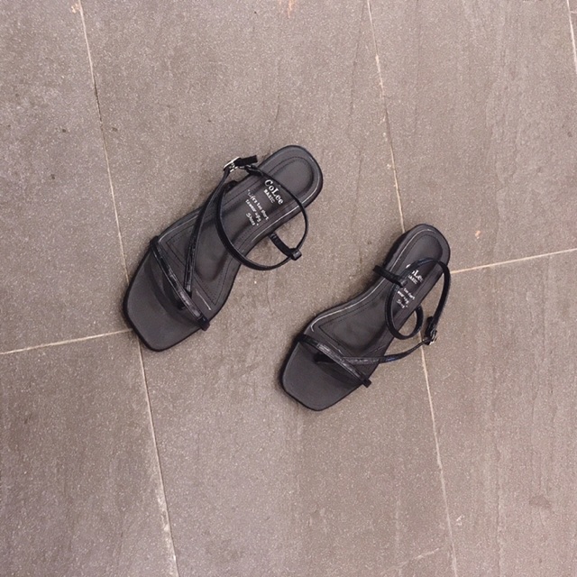 Dép sandal nữ đế bệt xỏ ngón da lì đơn giản dây mảnh xéo - SD-0287