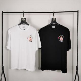 Áo thun cotton tay ngắn dáng rộng in hình cô gái và donut cho cặp đôi