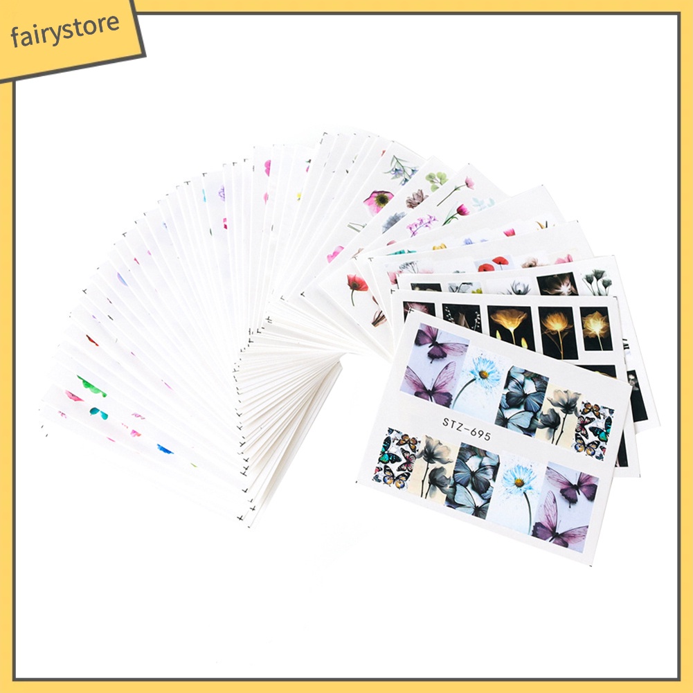 [Hàng mới về] 24 Miếng dán trang trí móng họa tiết hoa nghệ thuật