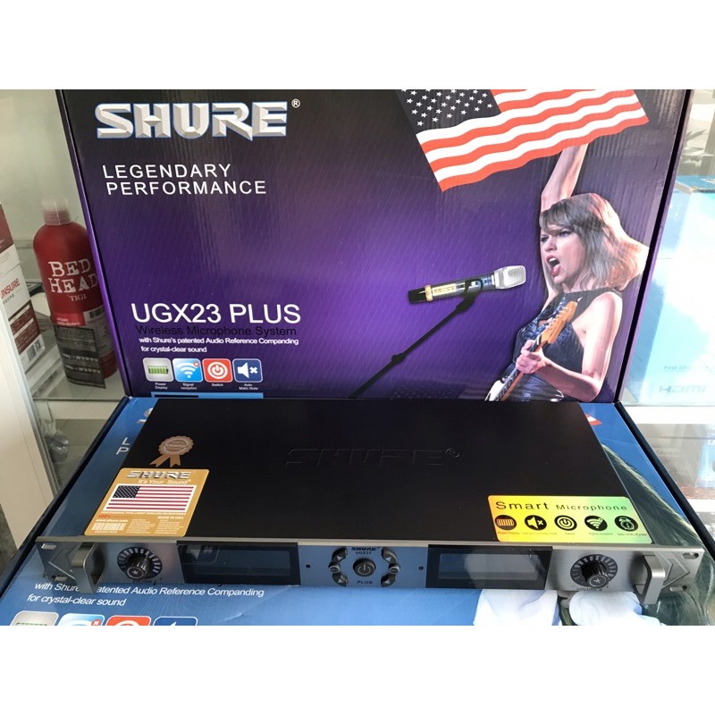 Micro Không Dây SHURE UGX 23 PLUS Cảm Biến Tự Ngắt, hàng chuẩn loại 1 4 hộp sóng lớn 2 tụ shure, mic k dây.