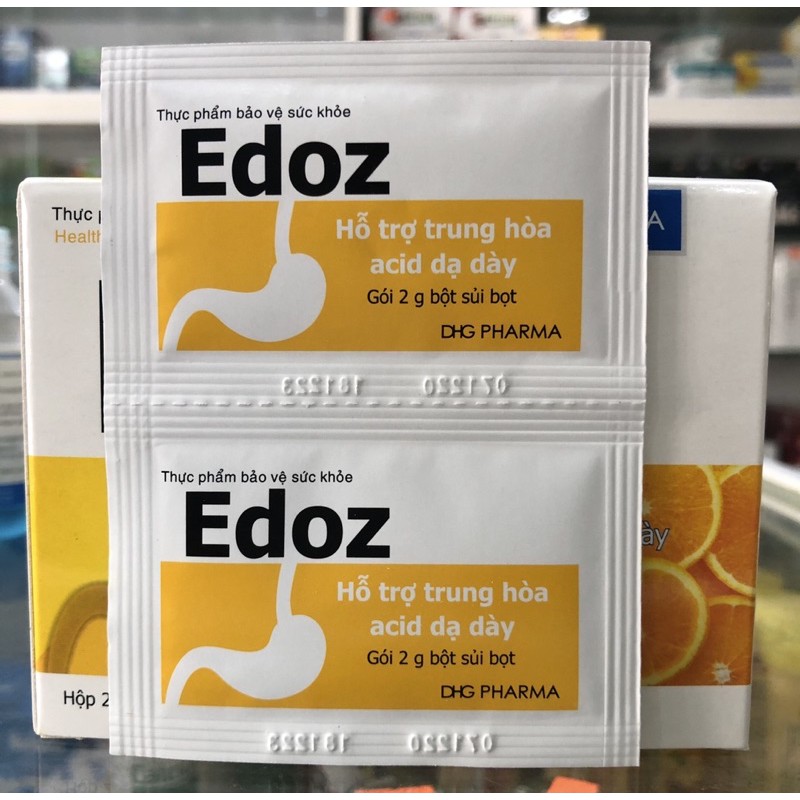 Edoz - Hỗ trợ trung hoà acid dạ dày - 24 gói x 2g bột sủi bọt