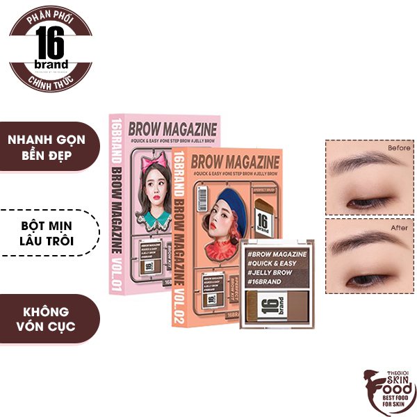 Bột Tán Chân Mày Hai Màu Đa Năng 16Brand Brow Magazine 3.6g