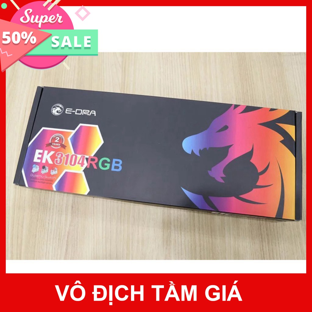 Bàn phím cơ EDRA EK3104 Led RGB - Màu đen - Blue/ Brown/ Red Switch - Cam kết chính hãng - Bảo hành 24 tháng