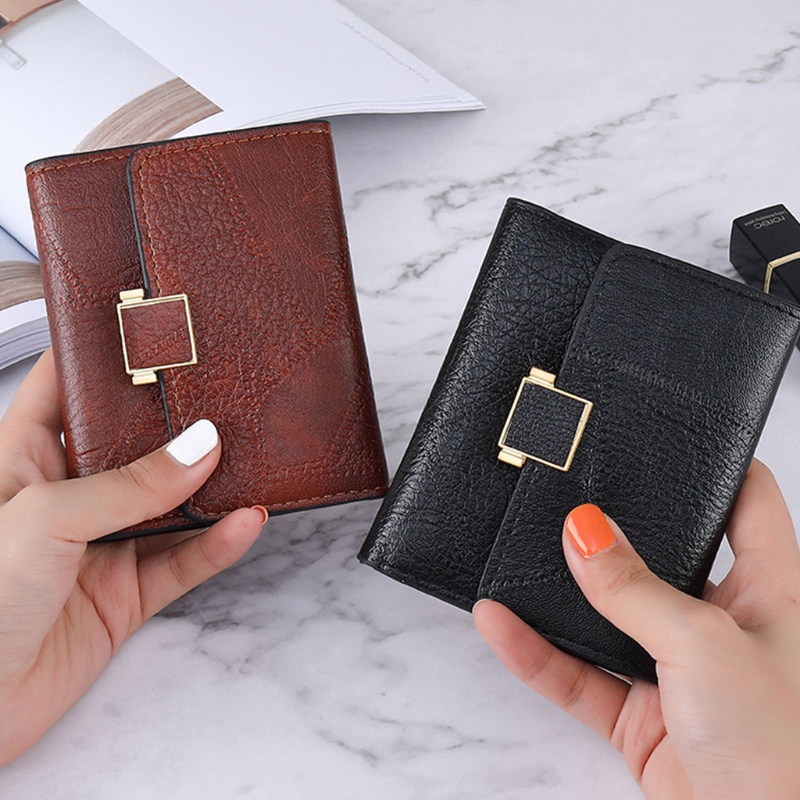Ví Ngắn Giả Da Trơn Màu Thời Trang Cổ Điển Dành Cho Nữ