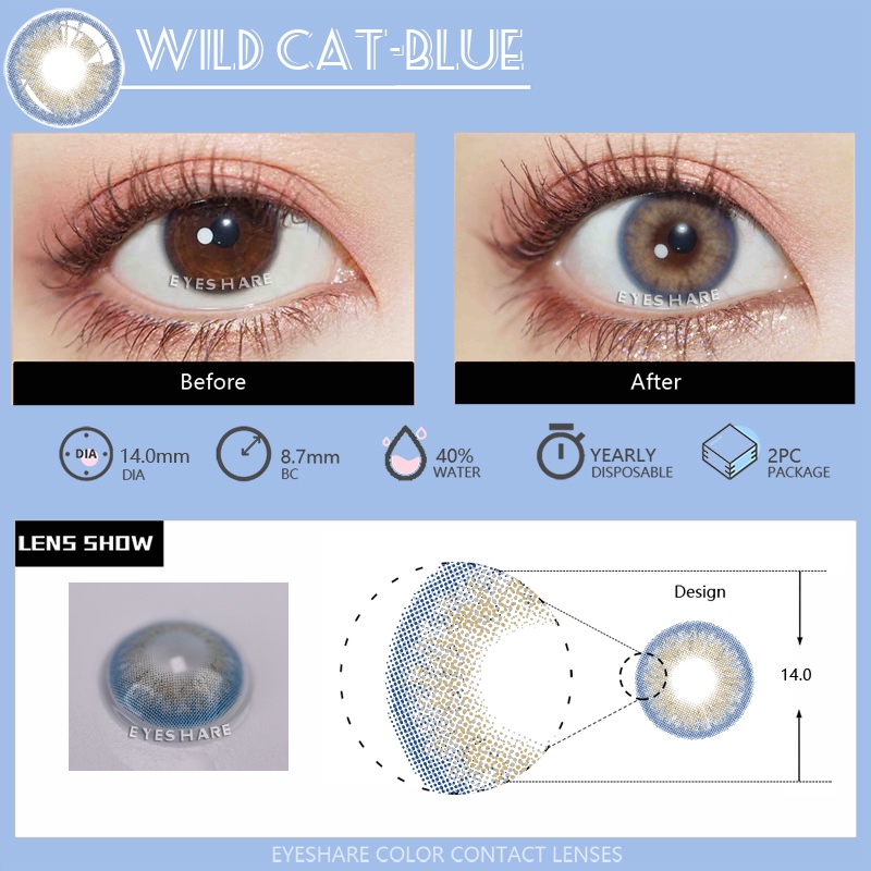 EYESHARE [Hàng mới về] Cặp kính áp tròng màu sắc nhẹ nhàng chuyên dùng để trang điểm mắt