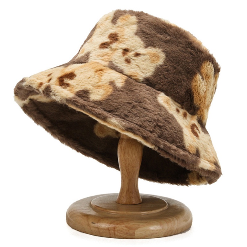 Mũ Tai Bèo Phủ Lông Họa Tiết Chú Gấu Dễ Thương Thời Trang Thu Đông