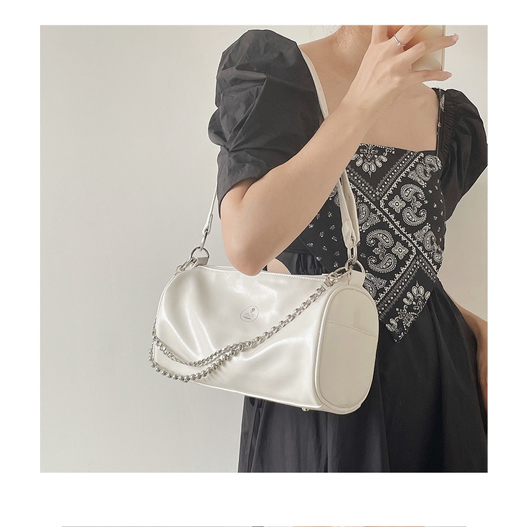 Túi Đeo Vai Hình Trụ Phối Dây Xích Thời Trang Mùa Hè Hàn Quốc 2022