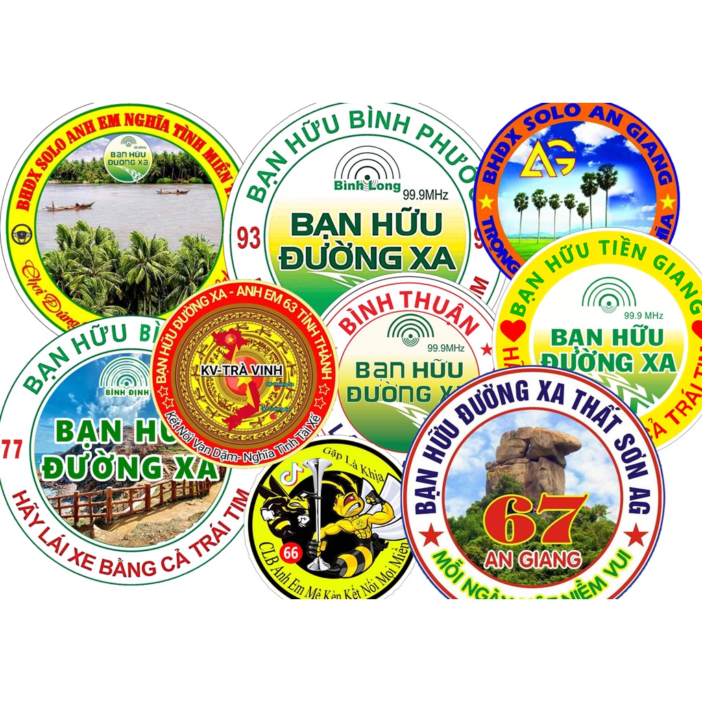 COMBO 10 STICKER hình dán logo BẠN HỮU ĐƯỜNG XA, nhiều kích cỡ