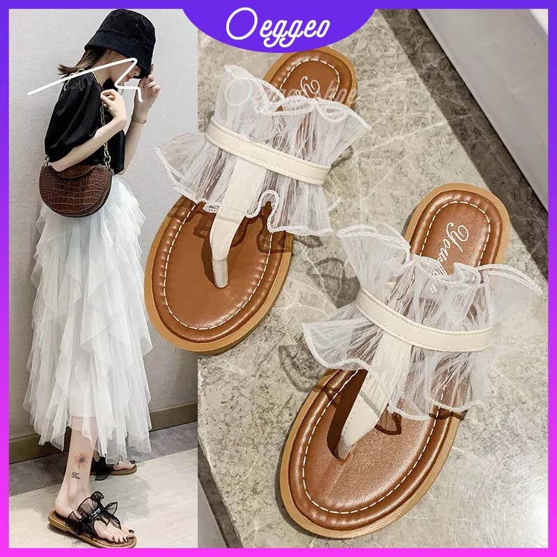Dép Xỏ Ngón Nữ Phối Ren Thời Trang