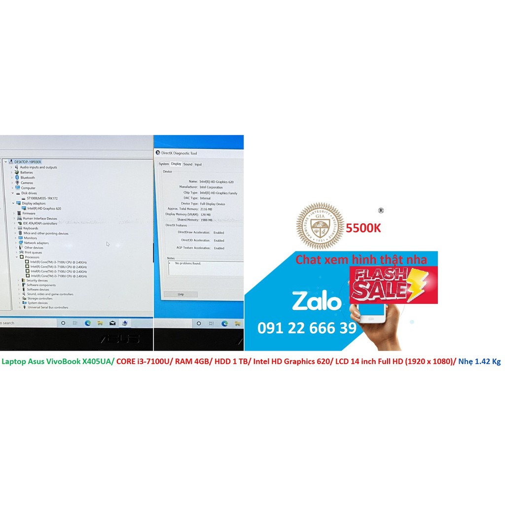 Laptop Asus VivoBook X405UA/ CORE i3-7100U/ RAM 4GB/ HDD 1 TB/ Intel HD Graphics 620/ LCD 14 inch Full HD (1920 x 1080) | BigBuy360 - bigbuy360.vn