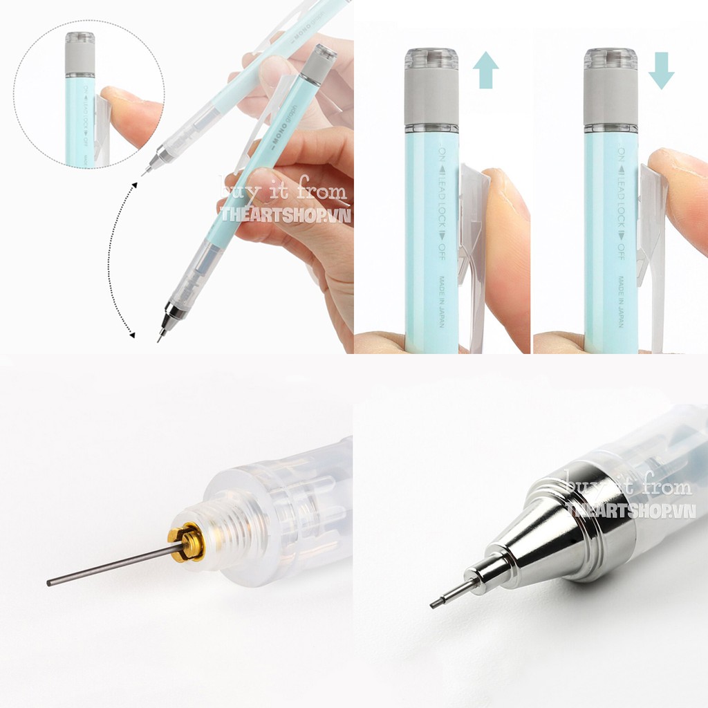 Bút chì cơ khí lắc đẩy ngòi TOMBOW Mono Graph cao cấp Nhật Bản *PASTEL COLOR* THEARTSHOP